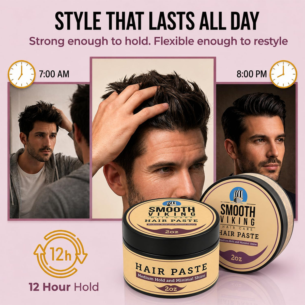 Smooth Viking Hair Paste for Men matte finish demonstration
