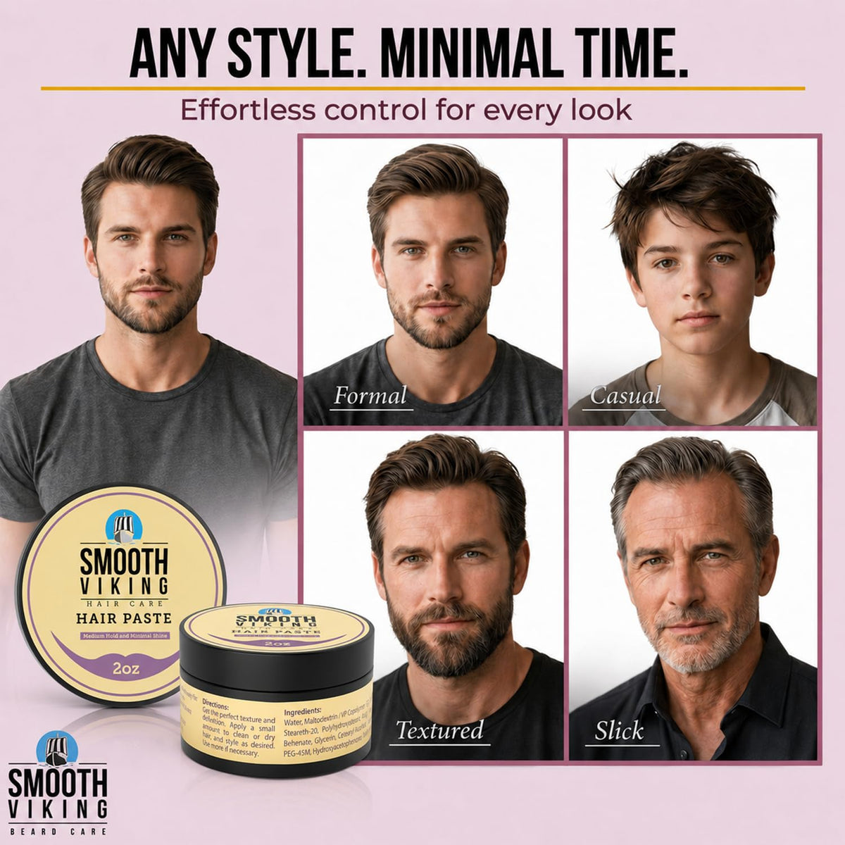 Smooth Viking Hair Paste for Men textured hairstyle
