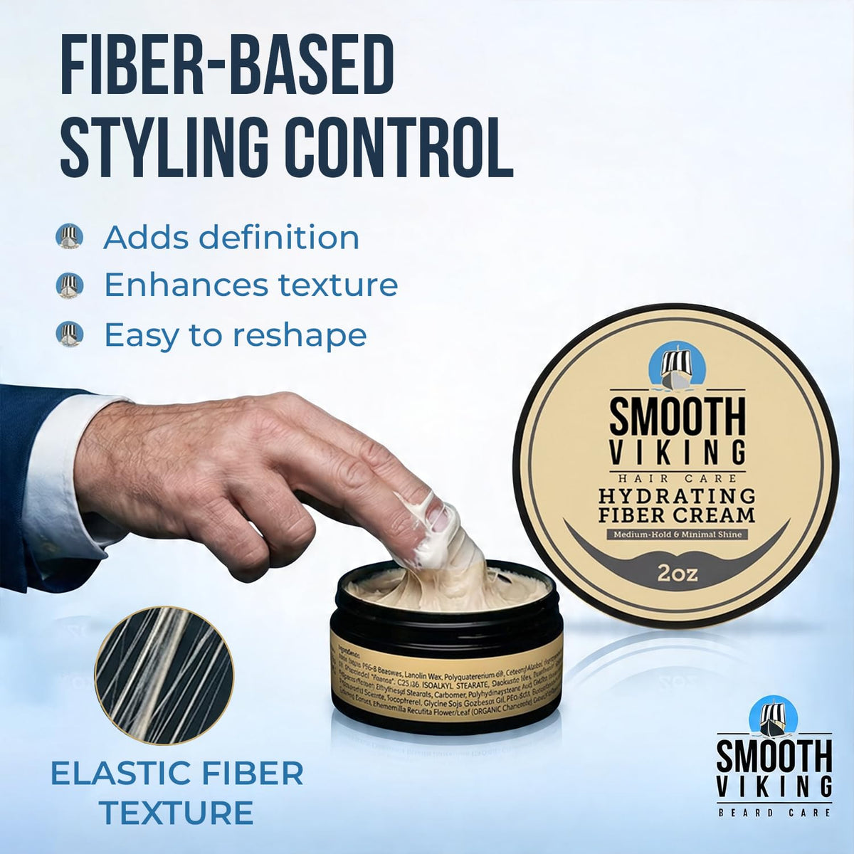 SMOOTH VIKING Hydrating Fiber Cream application on hair