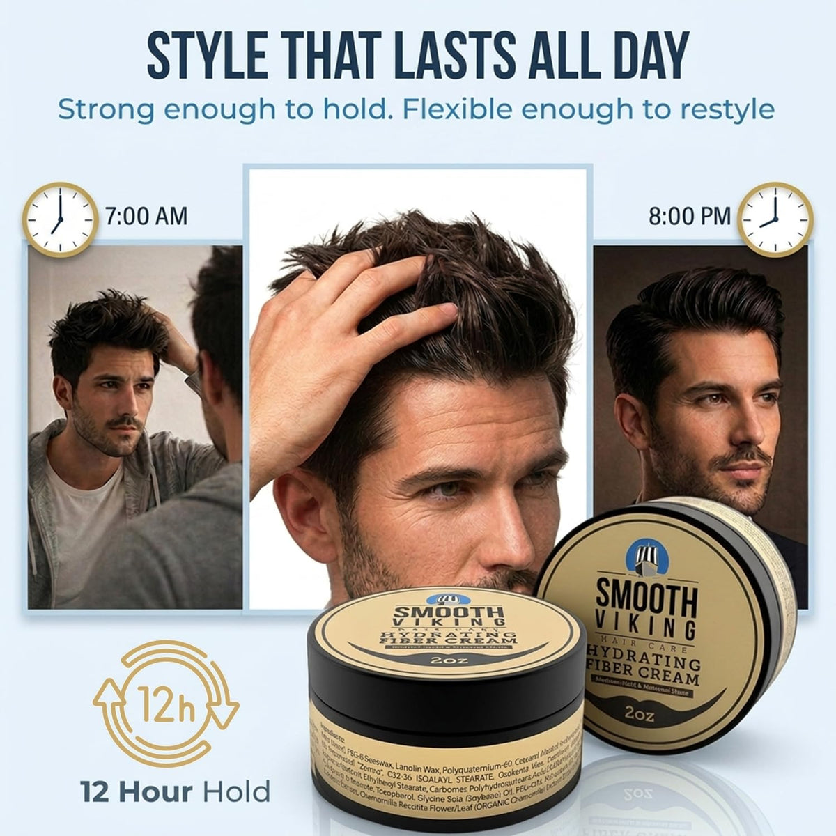 SMOOTH VIKING Hydrating Fiber Cream for men styling