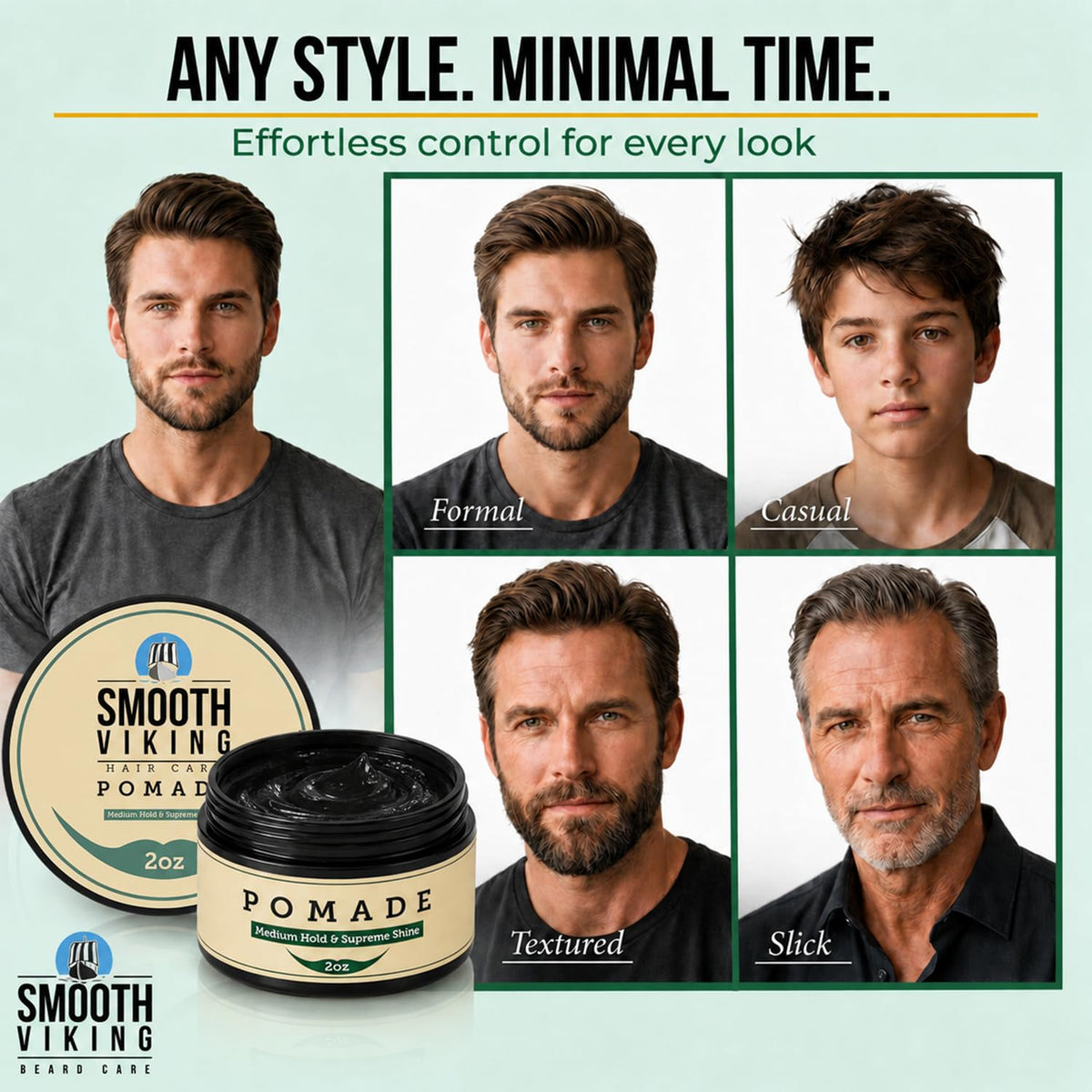 Smooth Viking Pomade application on hair