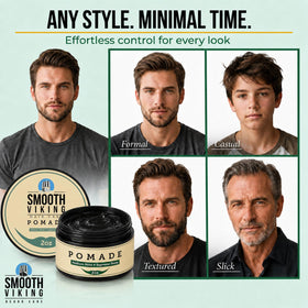 Smooth Viking Pomade application on hair