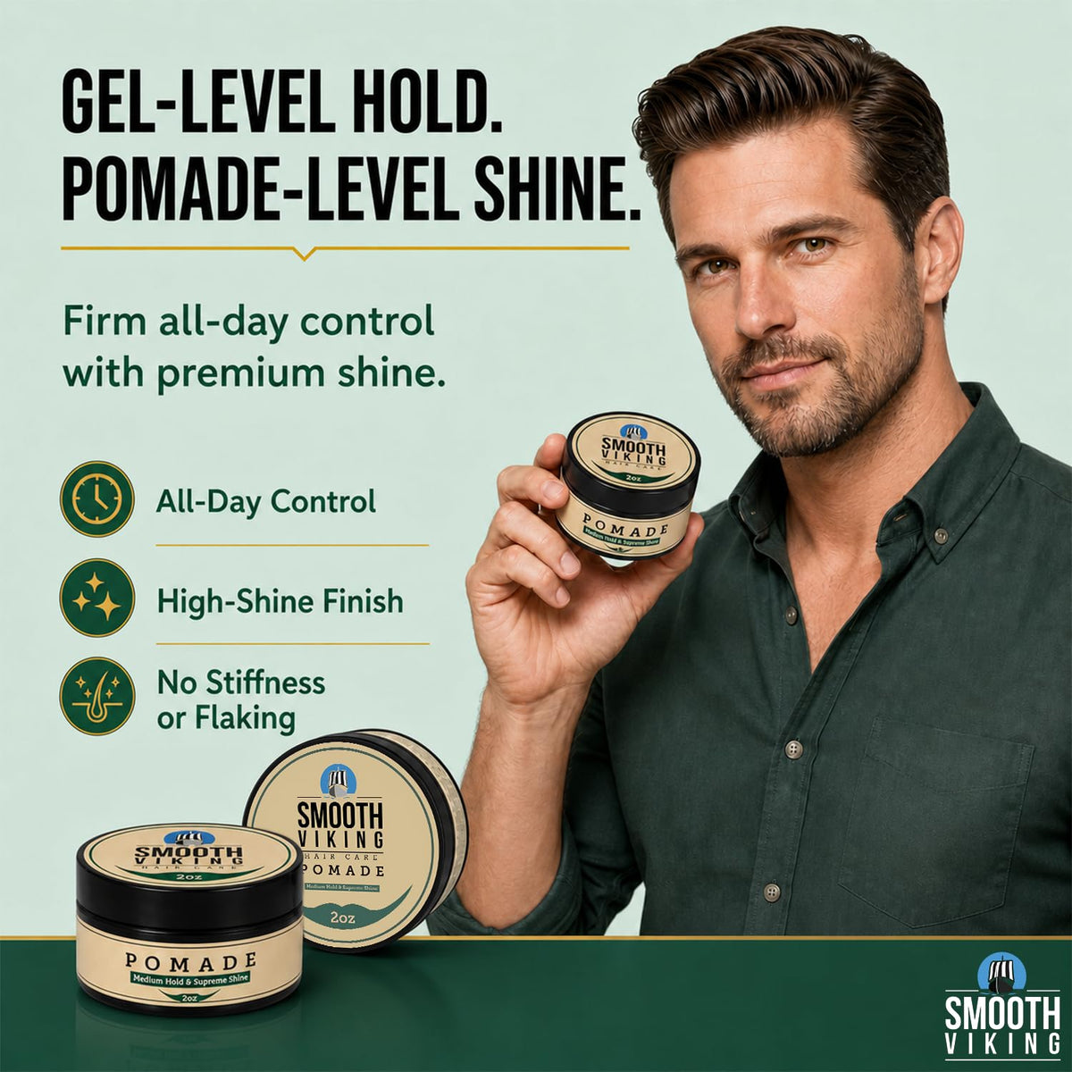 Smooth Viking Pomade packaging side view