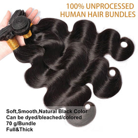 Smoothair Body Wave human hair bundles displayed side view