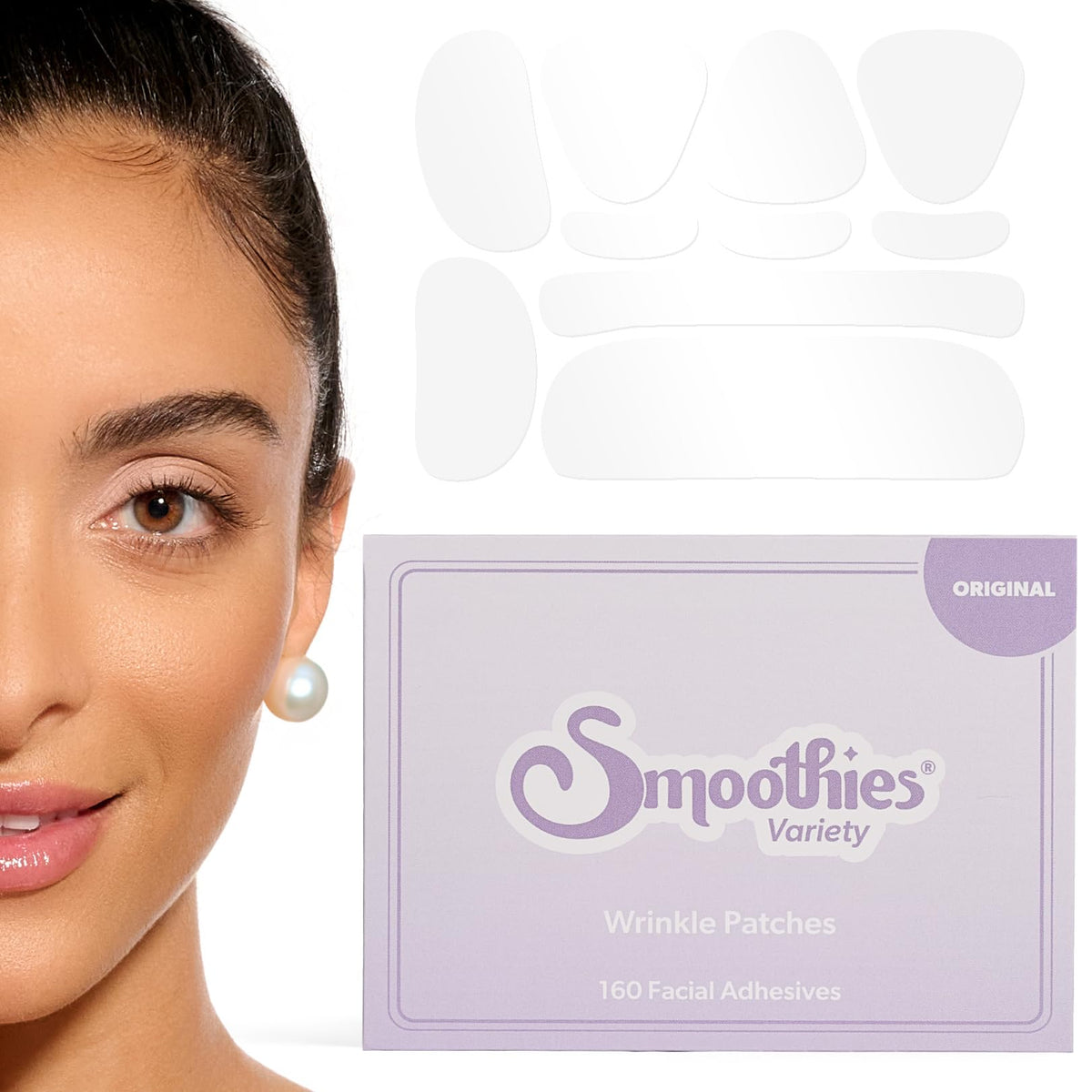 Smoothies variety wrinkle patches for face, 160 count packaging