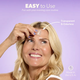 Smoothies wrinkle patches applied on skin, demonstrating comfort