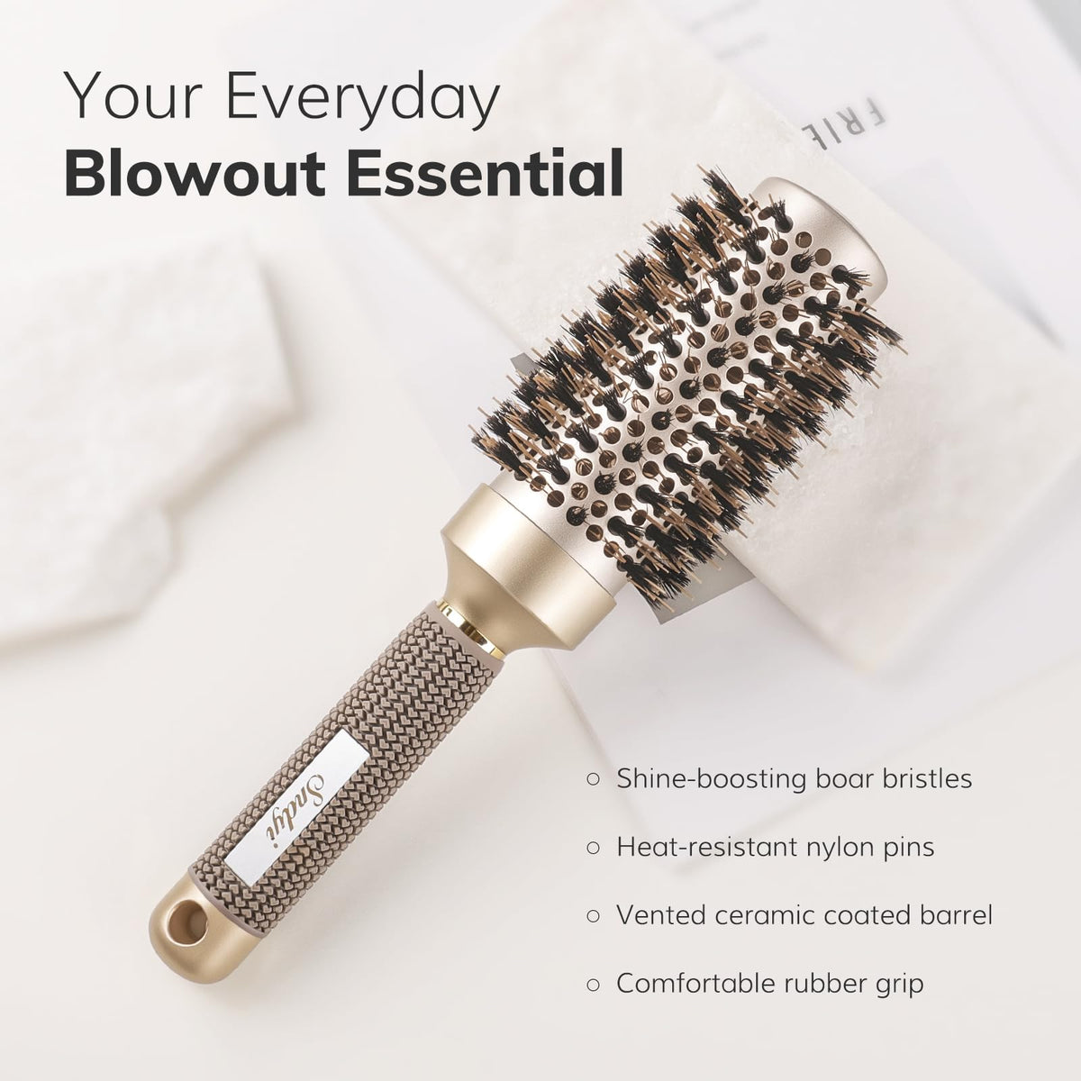 Sndyi Round Brush showing ergonomic handle design
