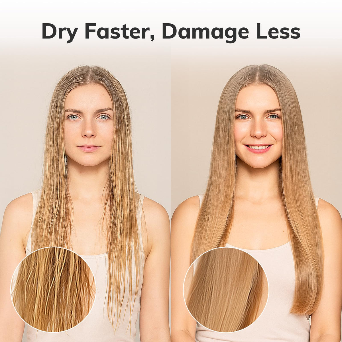 Sndyi round hair brush showcasing smooth and shiny hair