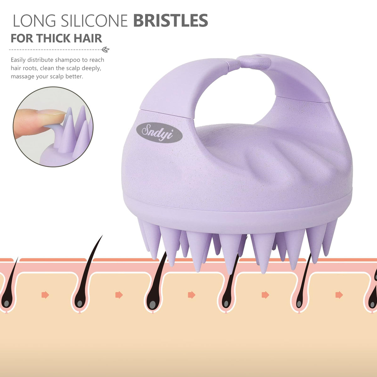 Sndyi Scalp Massager being used in the shower