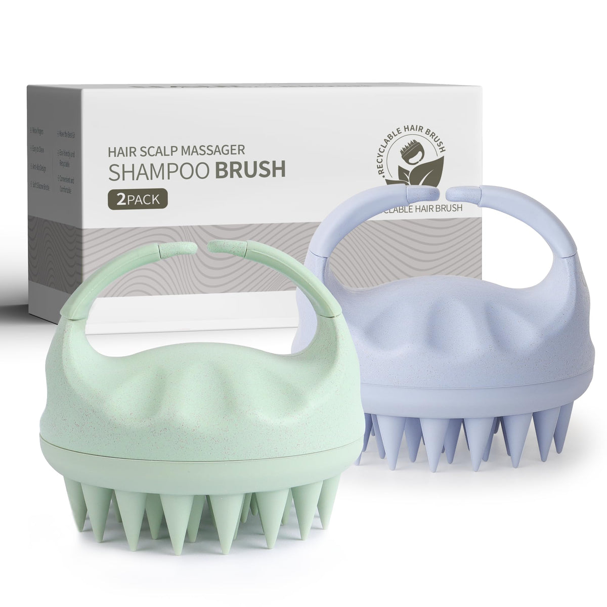 Sndyi Scalp Massager Shampoo Brush front view with silicone bristles
