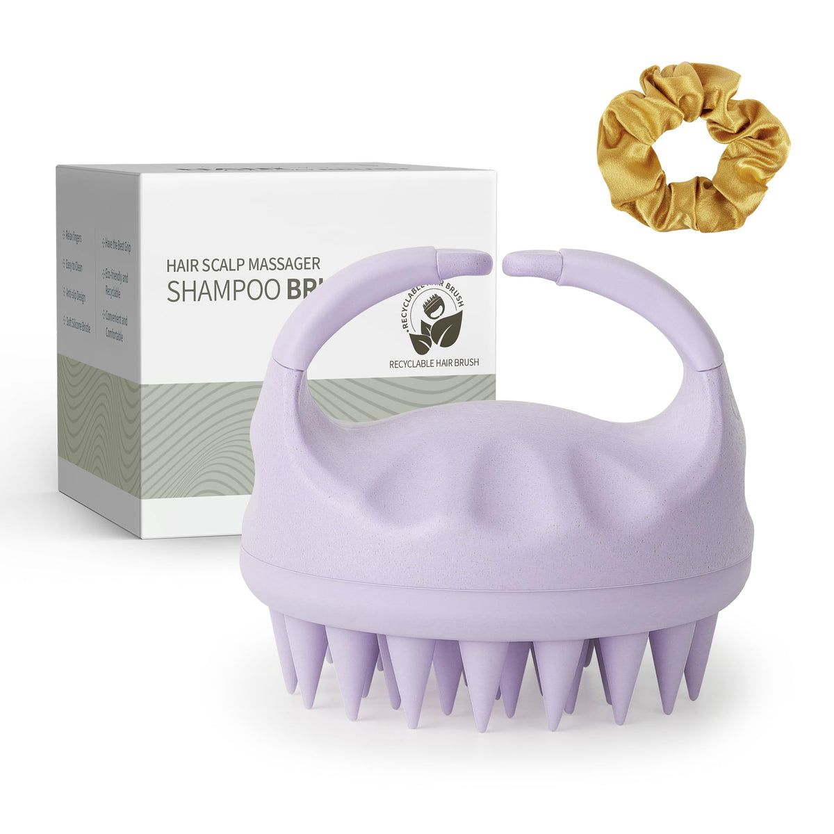 Sndyi Scalp Massager Shampoo Brush in Taro Purple front view