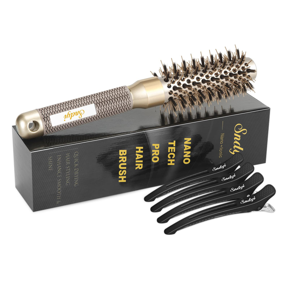 Sndyi Small Round Brush 1 Inch front view with ceramic barrel