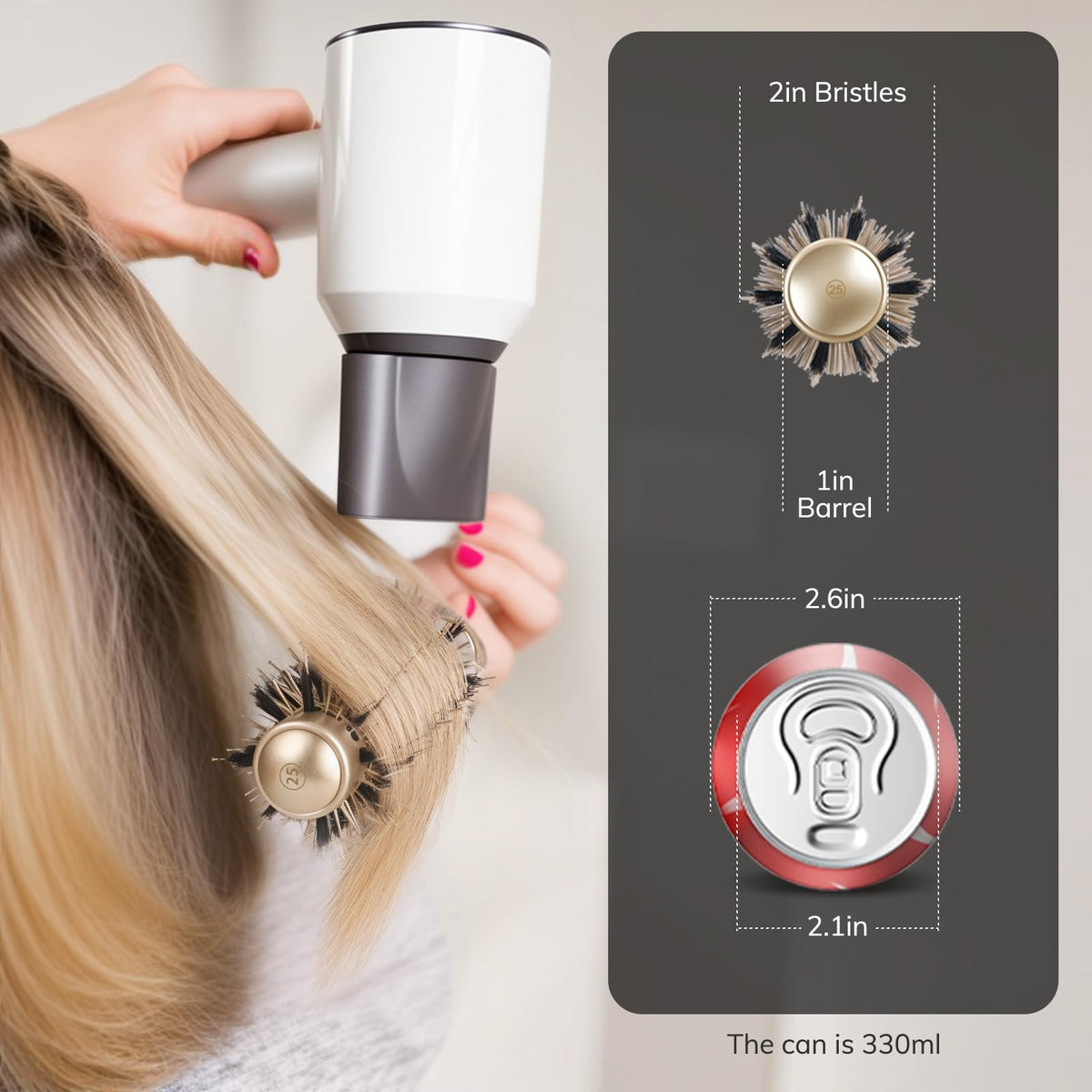 Sndyi Small Round Brush with included professional hair clips