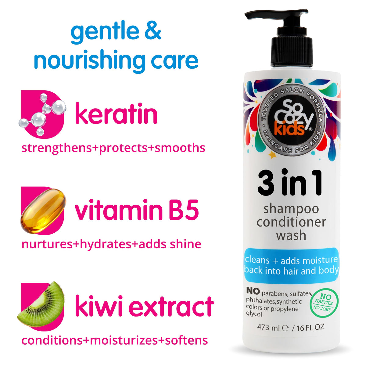 SO COZY 3-in-1 Kids Shampoo Conditioner Body Wash side view