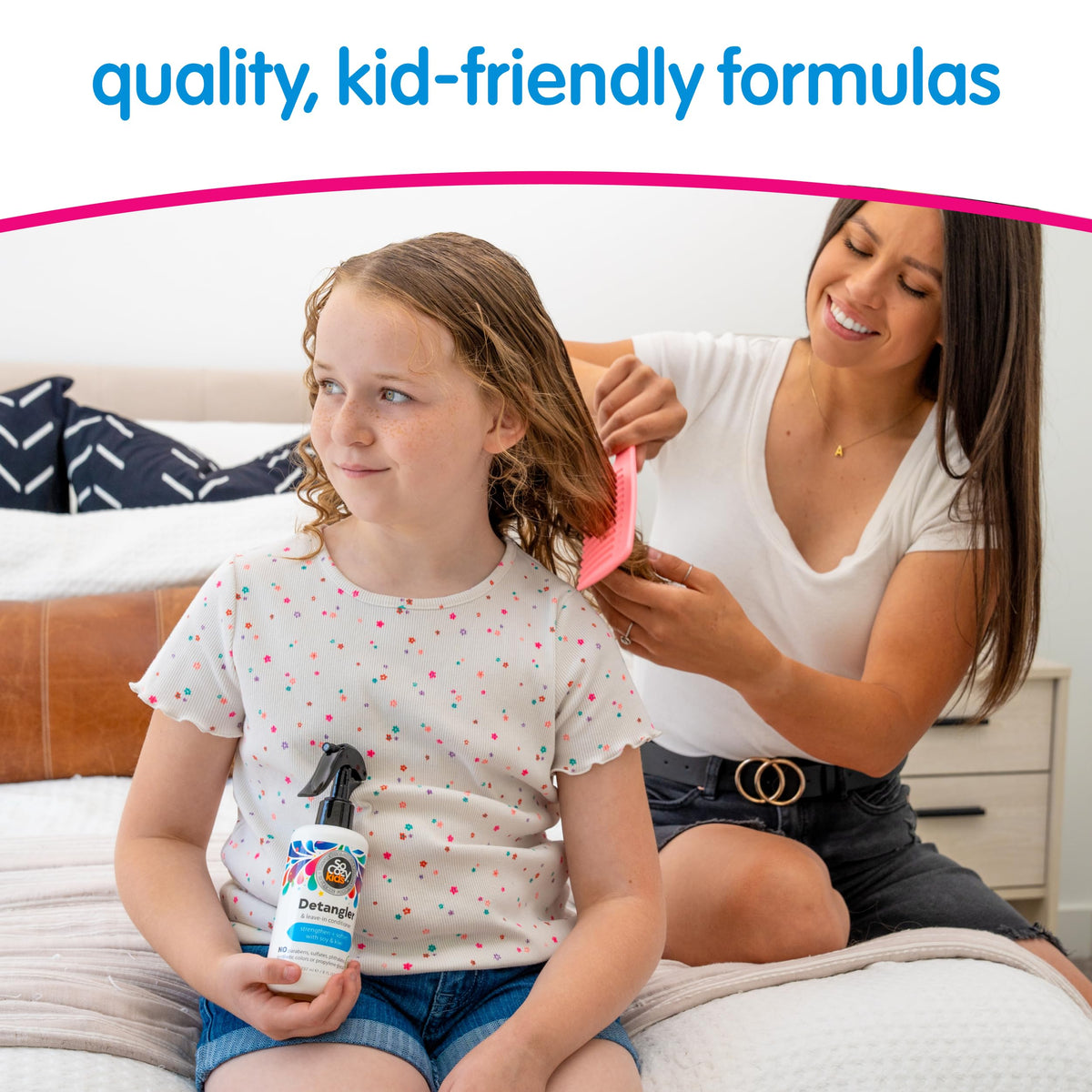 SO COZY Detangler Spray in a child's hair styling routine