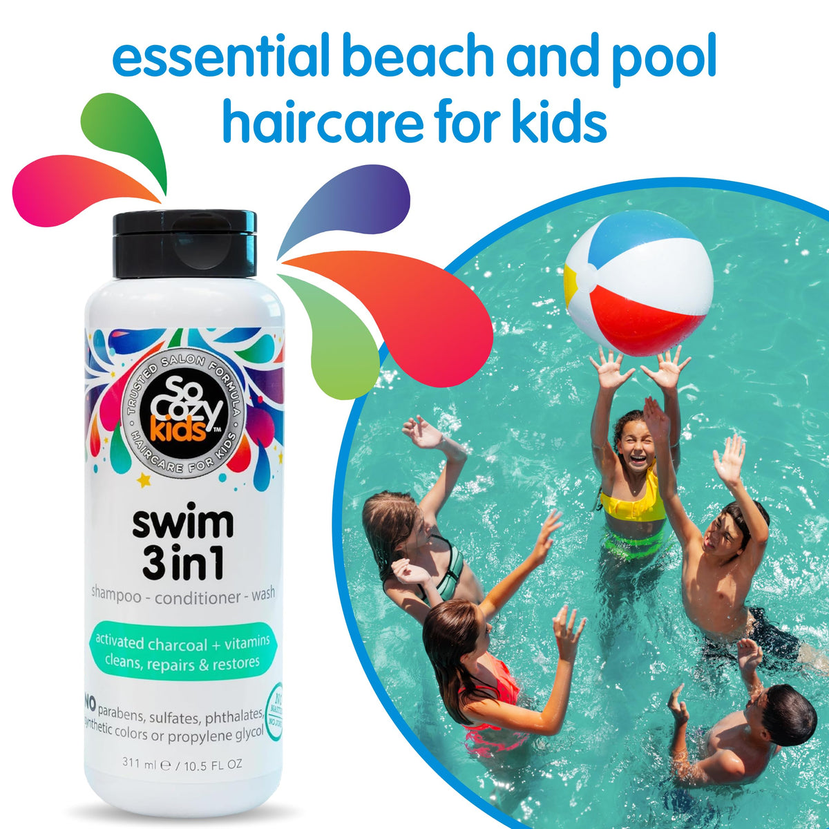 SO COZY Kids Swim 3-in-1 Shampoo Conditioner Body Wash back view