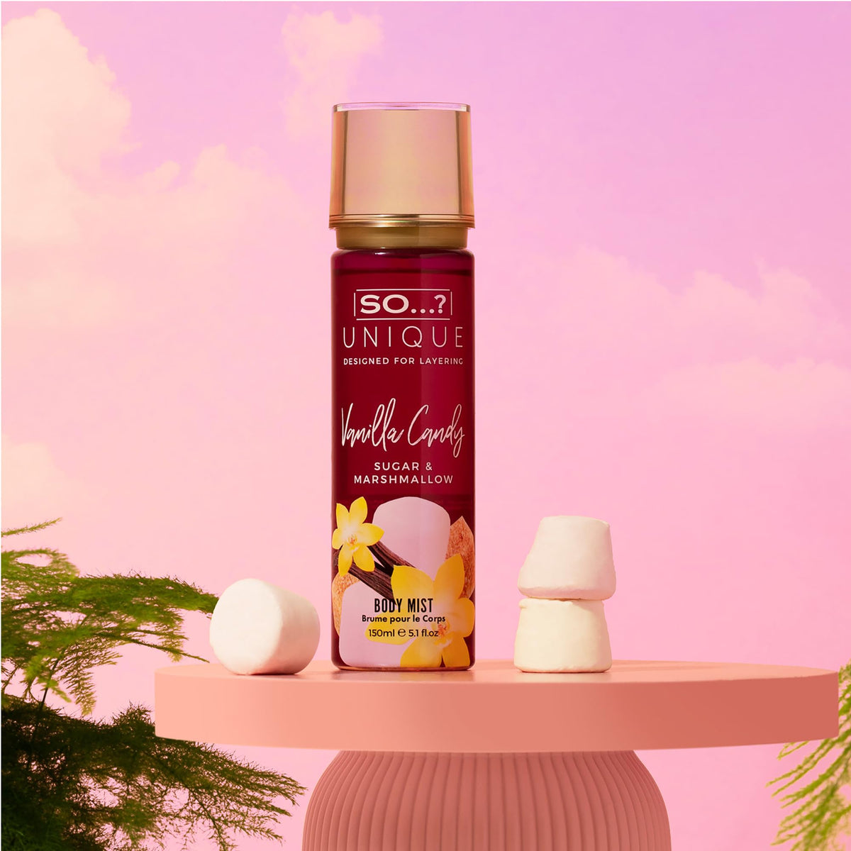 So...? Unique Vanilla Candy Body Mist close-up of bottle