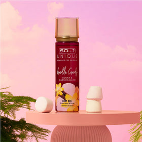 So...? Unique Vanilla Candy Body Mist close-up of bottle