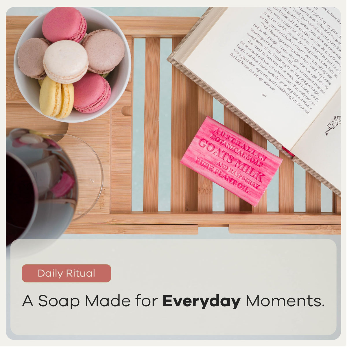 Soap bars displayed in a bathroom setting