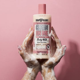 Soap & Glory Clean on Me Body Wash in a shower setting