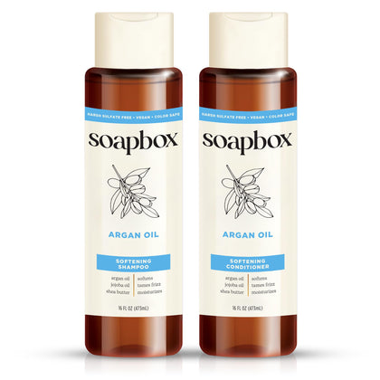 Soapbox Argan Oil & Vanilla Shampoo bottle front view