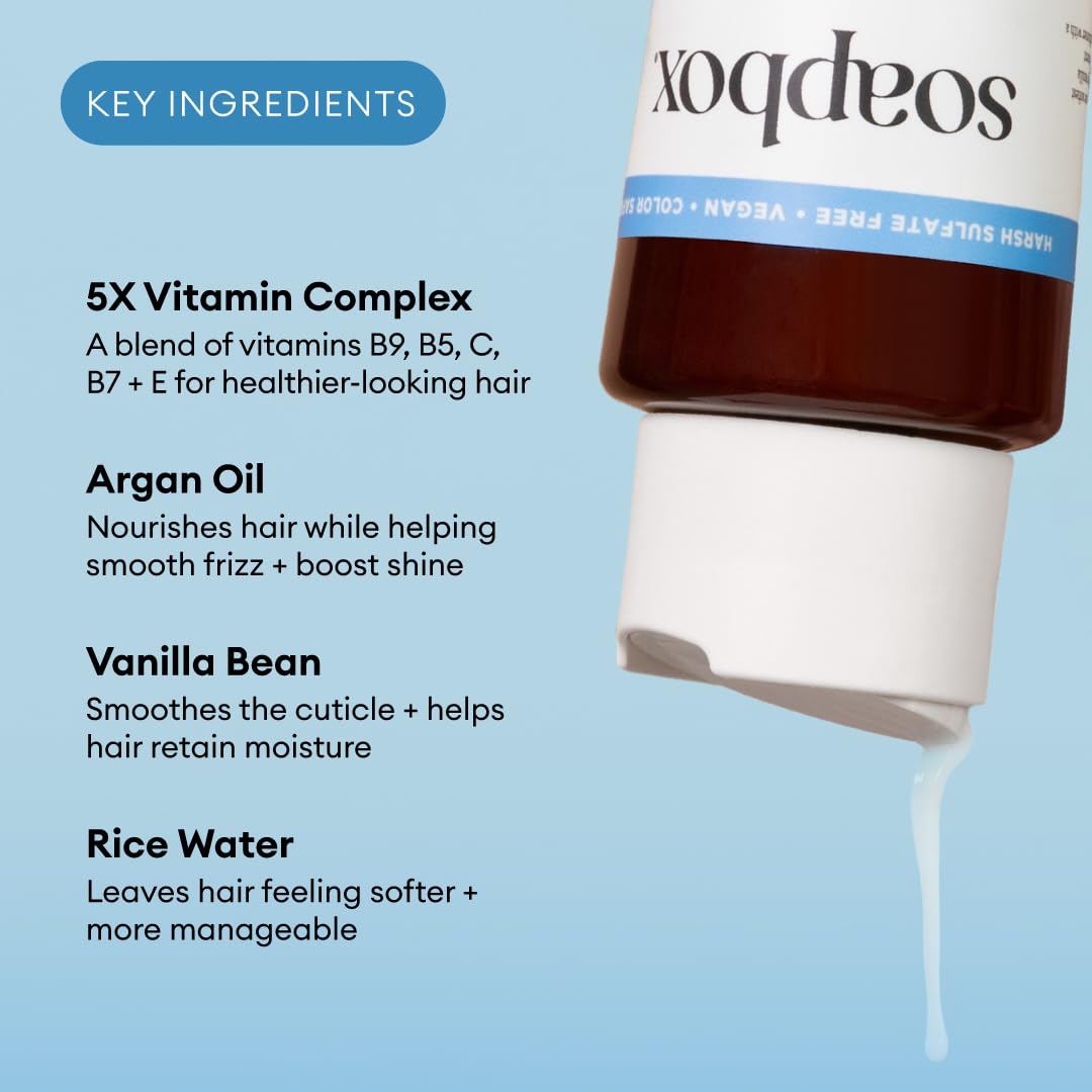 Soapbox Argan Oil & Vanilla Shampoo close-up of bottle