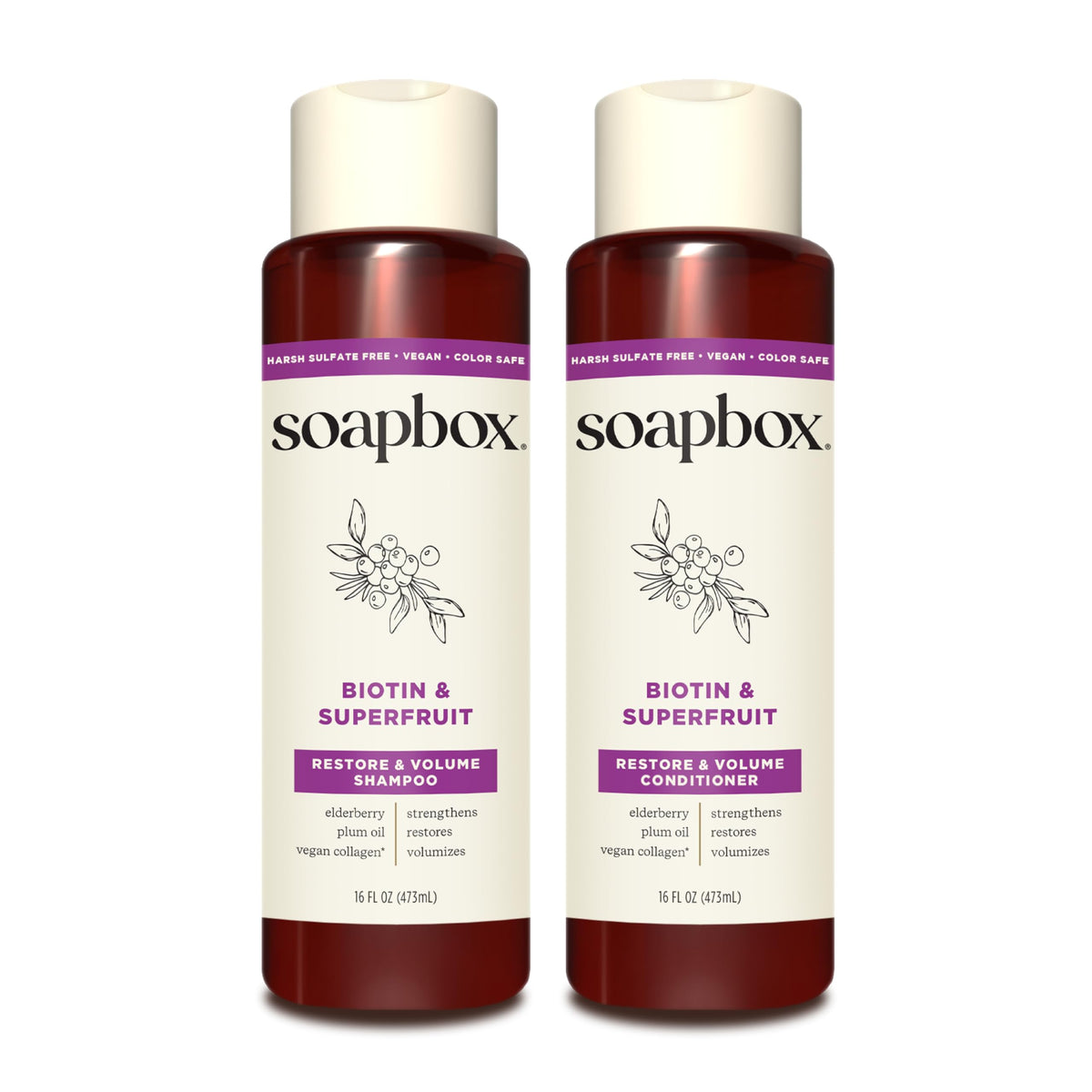 Soapbox Biotin & Super Fruit Shampoo 16oz front view