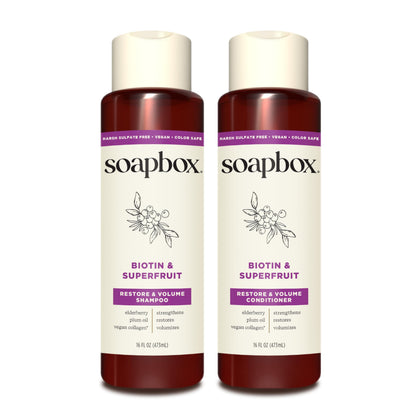 Soapbox Biotin & Super Fruit Shampoo 16oz front view