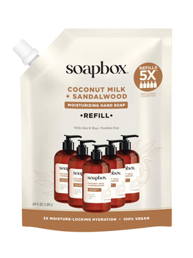 Soapbox Coconut Milk & Sandalwood Liquid Hand Soap Refill 64oz front view
