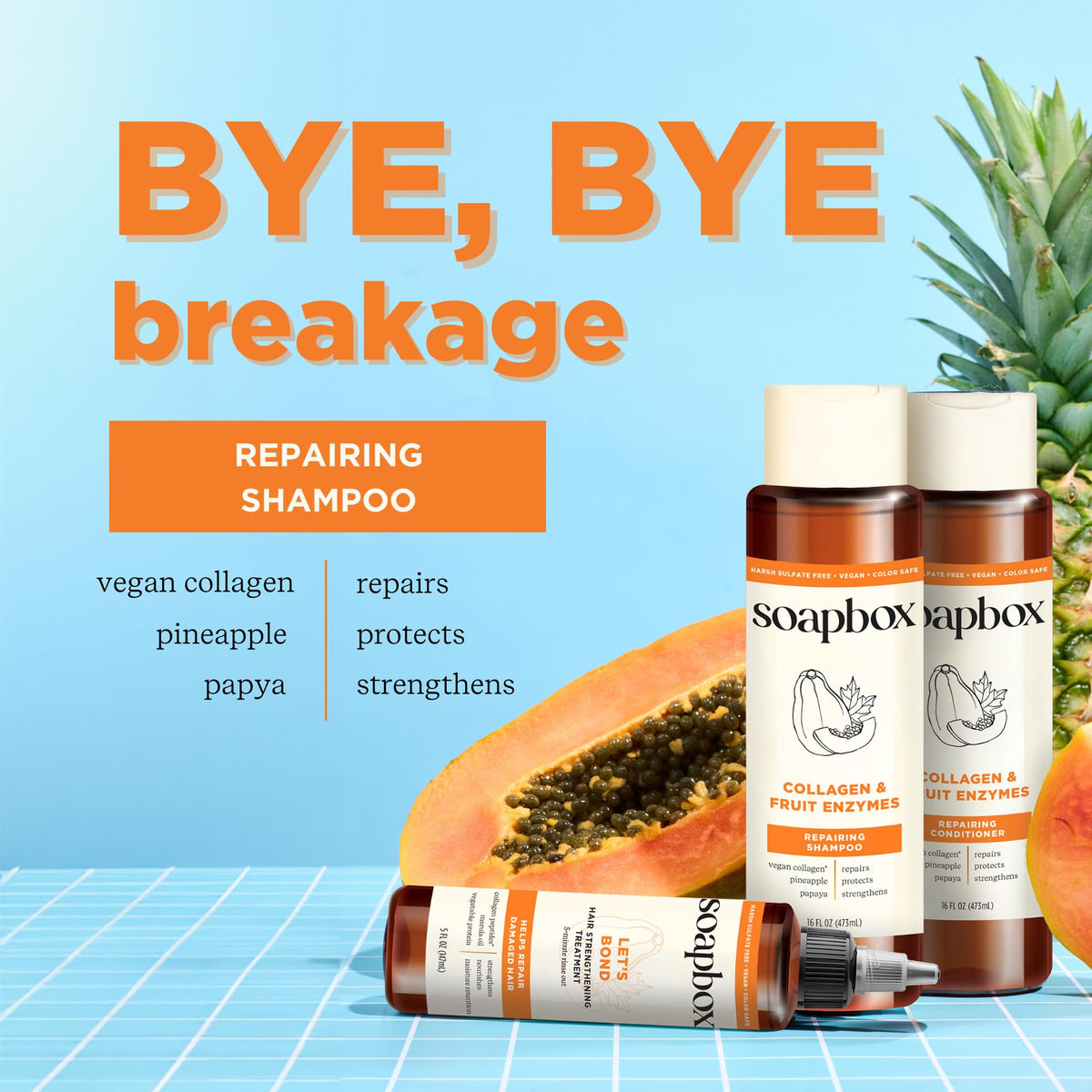 Soapbox Collagen & Fruit Enzymes Conditioner bottle side view