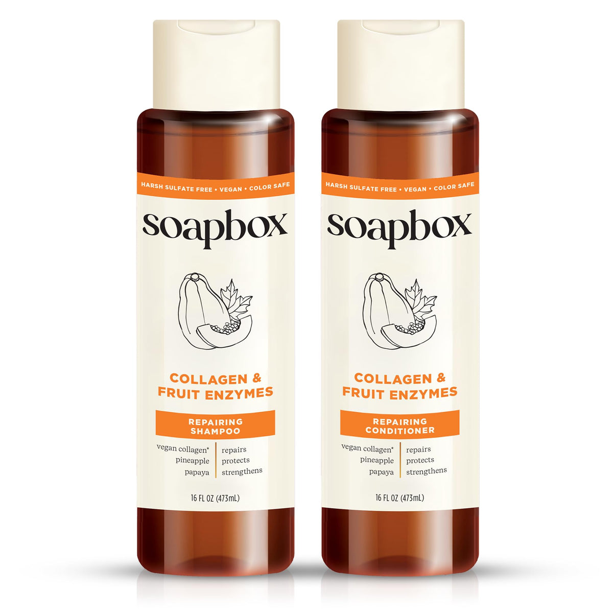 Soapbox Collagen & Fruit Enzymes Shampoo & Conditioner Set front view