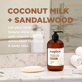 Soapbox hand soap bottle with aloe and shea butter