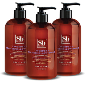Soapbox Lavender & Marshmallow Root Liquid Hand Soap 3 pack front view