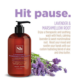 Soapbox Lavender & Marshmallow Root Liquid Hand Soap bottle side view