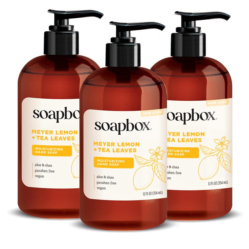 Soapbox Meyer Lemon & Tea Leaves Liquid Hand Soap 3 Pack front view