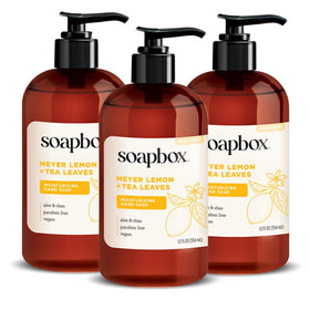 Soapbox Meyer Lemon & Tea Leaves Liquid Hand Soap 3 Pack front view