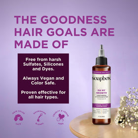 Soapbox Oh My Growth Hair 2pk displayed on a bathroom shelf