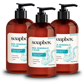Soapbox Sea Minerals & Aloe Liquid Hand Soap 3pk front view