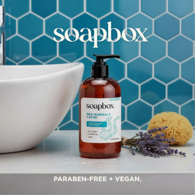 Soapbox Sea Minerals & Aloe Liquid Hand Soap bottle close-up