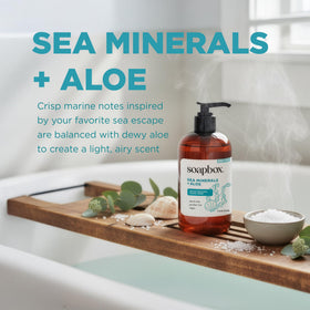 Soapbox Sea Minerals & Aloe Liquid Hand Soap packaging side view