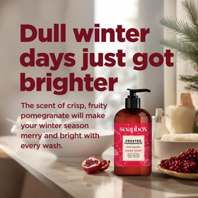 Soapbox Spiced Vanilla & Frosted Pomegranate Hand Soap packaging