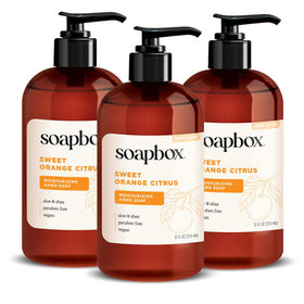 Soapbox Sweet Orange Citrus Liquid Hand Soap 3-pack front view
