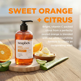 Soapbox Sweet Orange Citrus Liquid Hand Soap pump bottle close-up