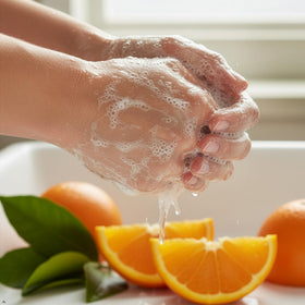 Soapbox Sweet Orange Citrus Liquid Hand Soap with citrus fruits