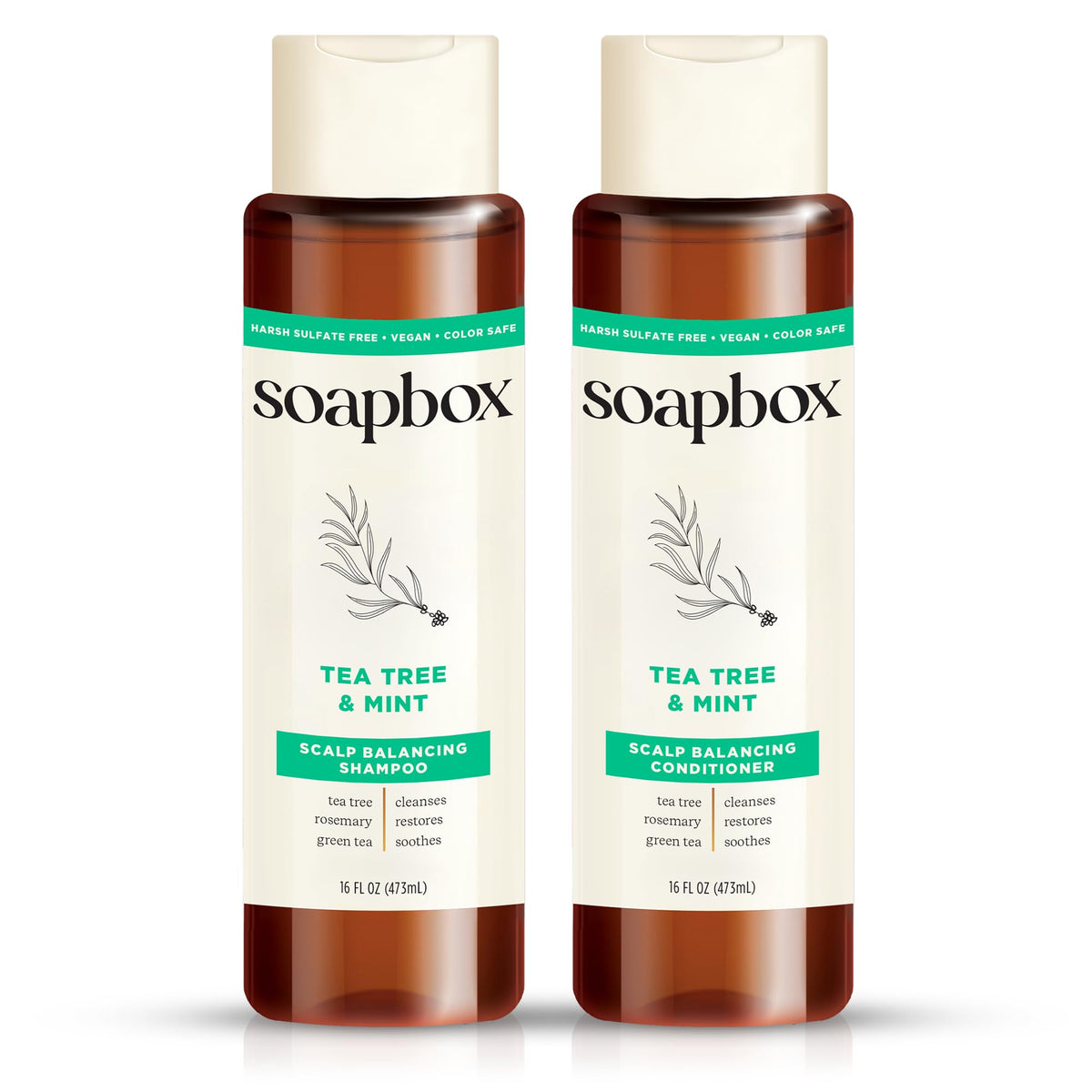 Soapbox Tea Tree & Mint Shampoo 16oz front view