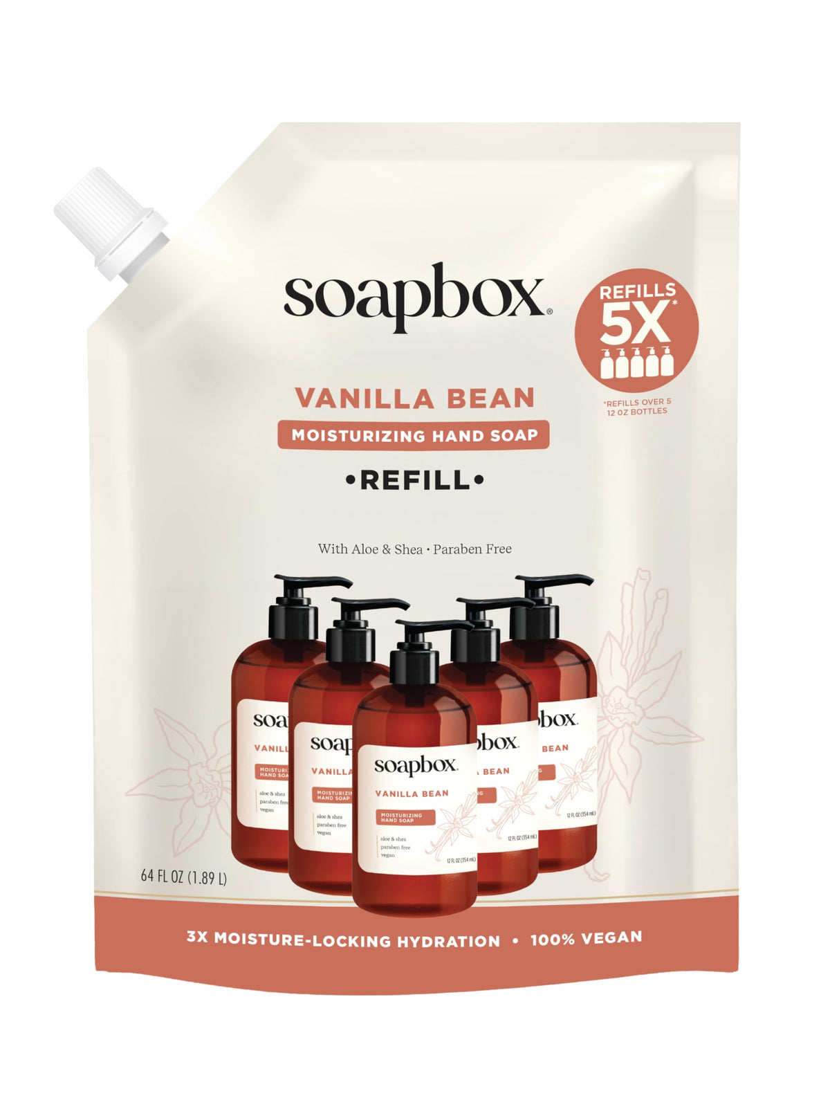 Soapbox Vanilla Bean Liquid Hand Soap Refill 64oz front view