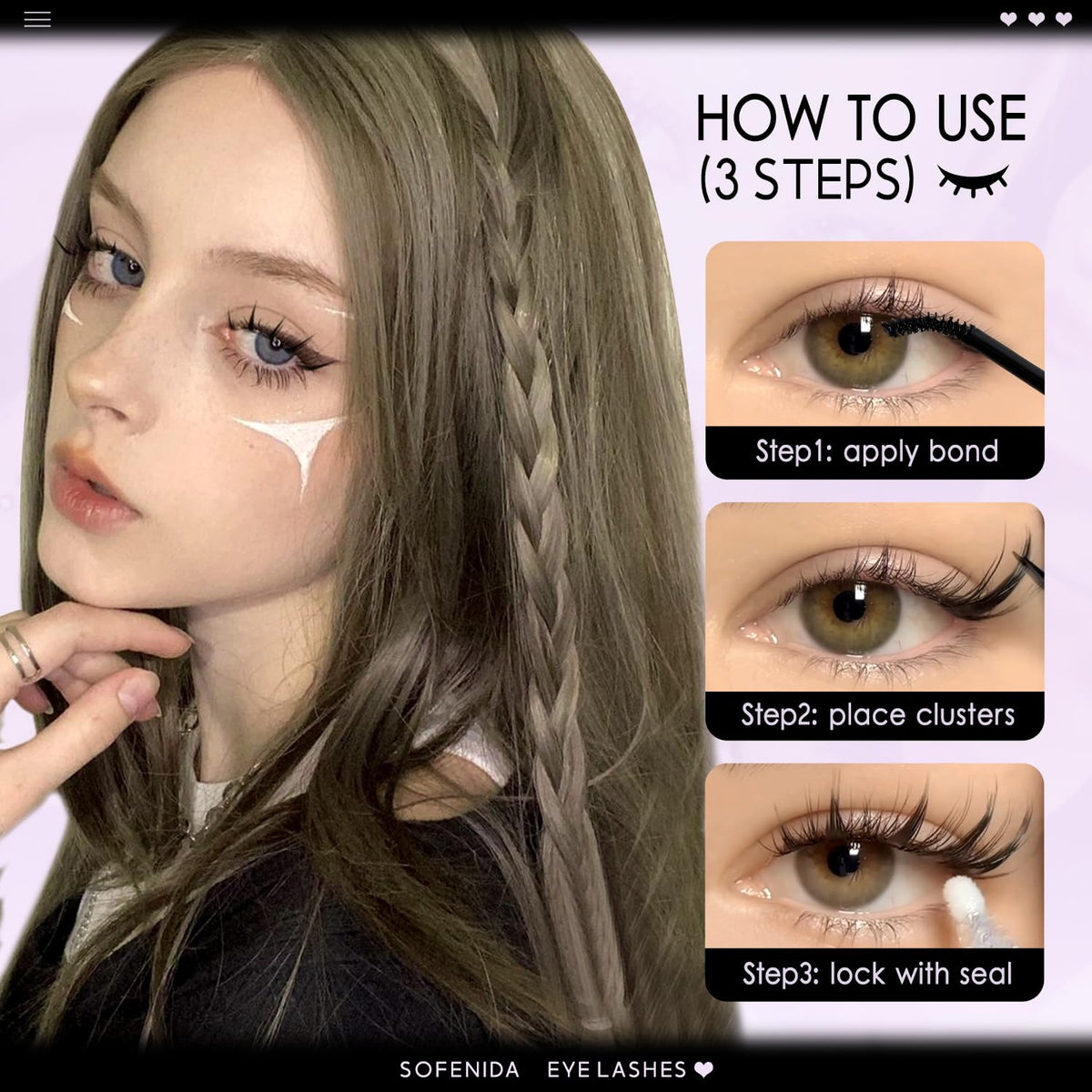 SOFENIDA Fairy Lash Clusters in a beauty setup