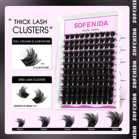 SOFENIDA lash clusters applied on model's eyes