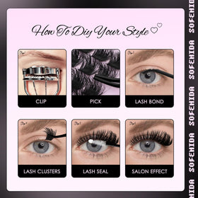 SOFENIDA Lash Clusters Kit showing individual lash clusters