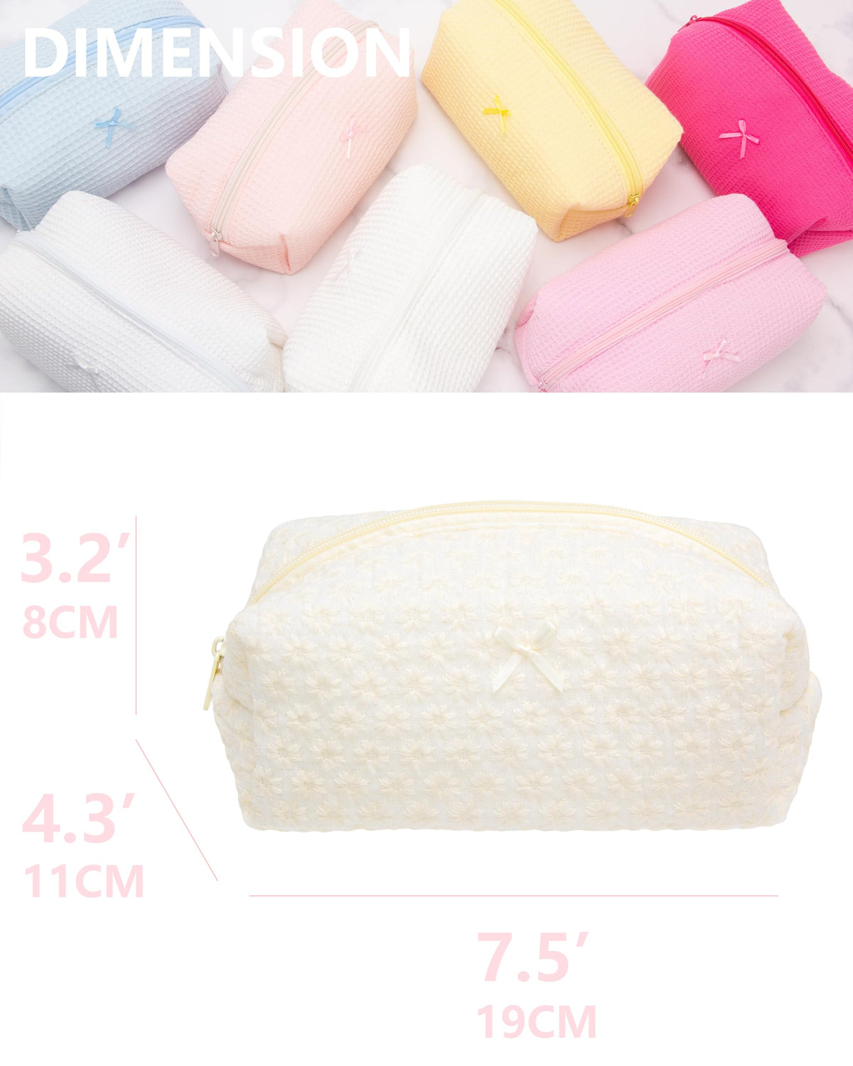 Soft cotton fabric of PAZIMIIK makeup bag in floral pattern
